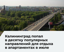 Калининград вошел в десятку популярных направлений для отдыха в апартаментах в июле