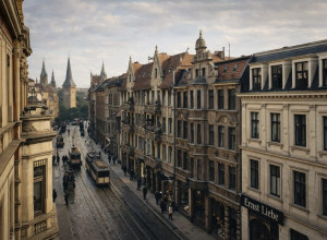 Кёнигсберг: панорама улицы Штайндамм, ныне Ленинского проспекта