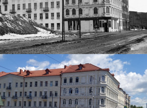 Перекрёсток улиц Ленина и Грига в Калининграде: 1956 и 2026 годы