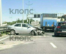 На Северном обходе Калининграда в районе Большого Исаково произошло ДТП, образовалась пробка длиной около километра