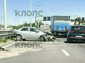На Северном обходе Калининграда в районе Большого Исаково произошло ДТП, образовалась пробка длиной около километра