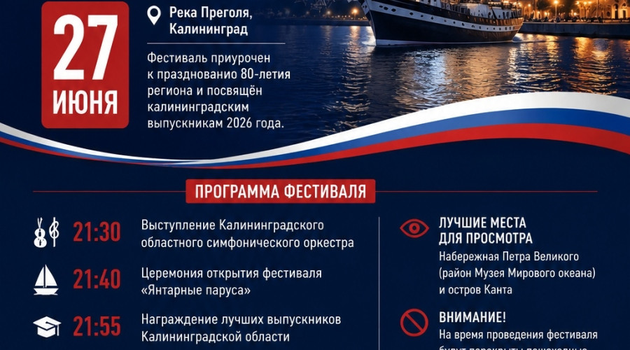 В Калининградской области впервые пройдет фестиваль «Янтарные паруса»