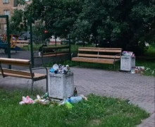 Жители дома на Портовой в Калининграде пожаловались на мусор у детской площадки
