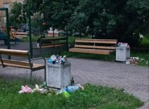 Жители дома на Портовой в Калининграде пожаловались на мусор у детской площадки