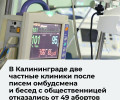 Уполномоченный по правам человека обратился к частным клиникам Калининградской области с призывом отказаться от абортов