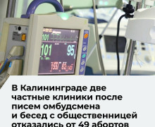 Уполномоченный по правам человека обратился к частным клиникам Калининградской области с призывом отказаться от абортов