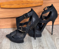 Черные босоножки на платформе и каблуке, размер 36