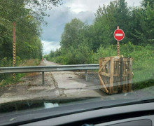 В Калининграде вновь перекрыт выезд с Северной горы на окружную дорогу через ТЦ «Акорус»