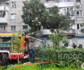 Пожарные расчеты работают на месте возгорания на улице Черняховского в Калининграде