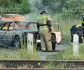 В Гусеве рядом с железнодорожными путями произошёл взрыв и пожар в автомобиле Mercedes