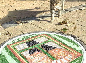 В Зеленоградске на Курортном проспекте установили мозаичный люк от Павла Савельева