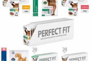 Корм для кошек Perfect fit, новый в упаковках, сухой и пауч