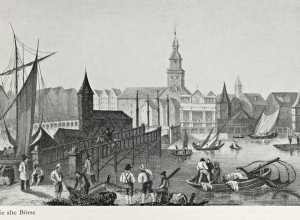 Зелёный мост и Кнайпхофская биржа в Кёнигсберге XVIII века