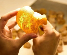 На Приморском карьере Янтарного комбината обнаружена редкая крупная капля янтаря «Брокколи»