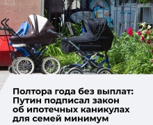 Семьи с двумя и более детьми смогут оформить ипотечные каникулы на срок до полутора лет