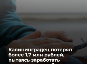 Калининградец перевёл мошенникам крупную сумму после обещаний дохода от акций